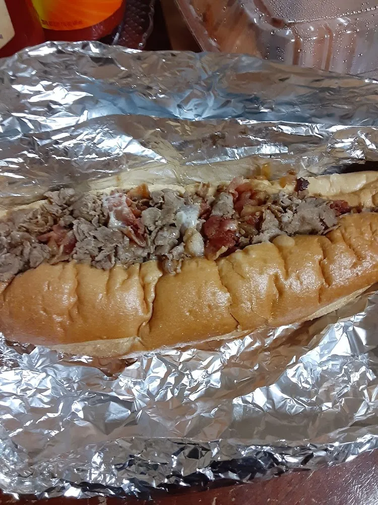 Cheese Steak with Fried Onions and Ketchup