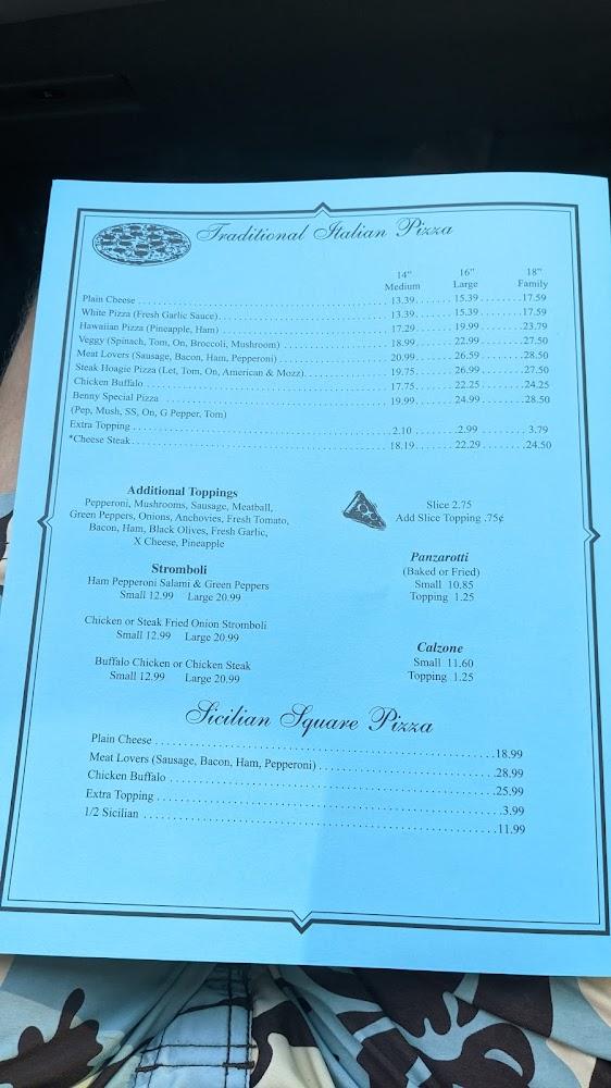 Benny's Pizza Menu image 2